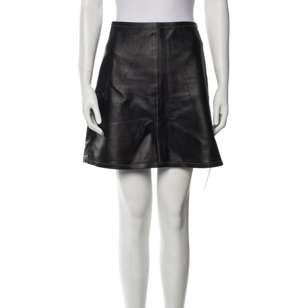 AERON Black Leather Skirt A-line cut - Size Small